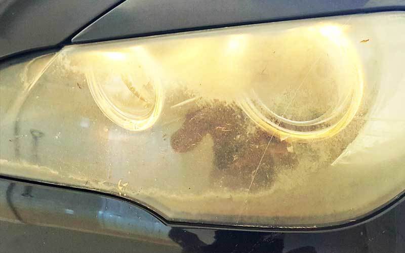 Headlights become yellow and opaque