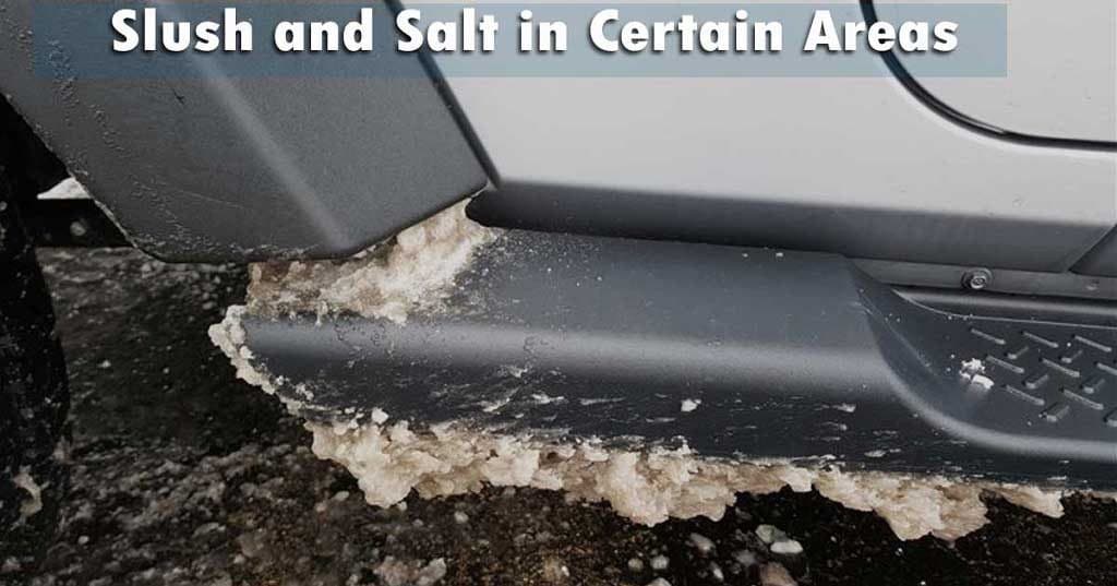 slush and salt in certain areas