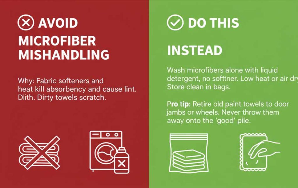 Avoid microfiber mishandling