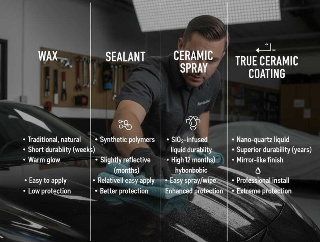 Wax vs sealant vs ceramic spray vs true ceramic coating